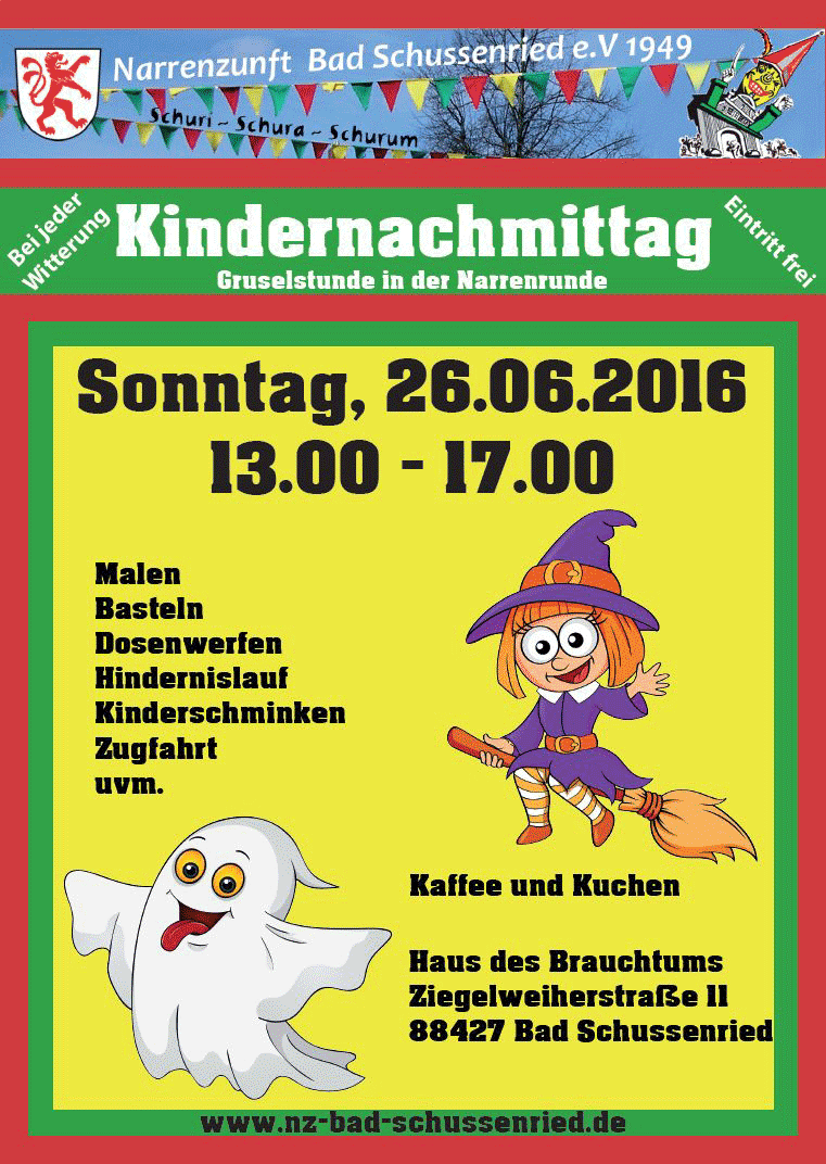 Kindernachmittag der Narrenzunft Bad Schussenried am 26. Juni 2016